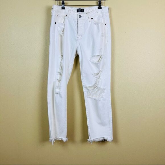 Abercrombie & Fitch A&F White Distressed Cotton Jeans Size 28/6R - Picture 2 of 8